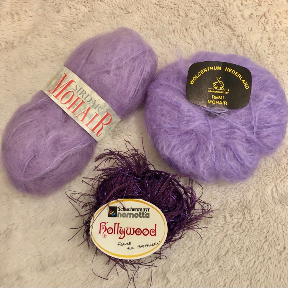SALE! 💜 Bundle of designer yarn: lavender mohair & purple